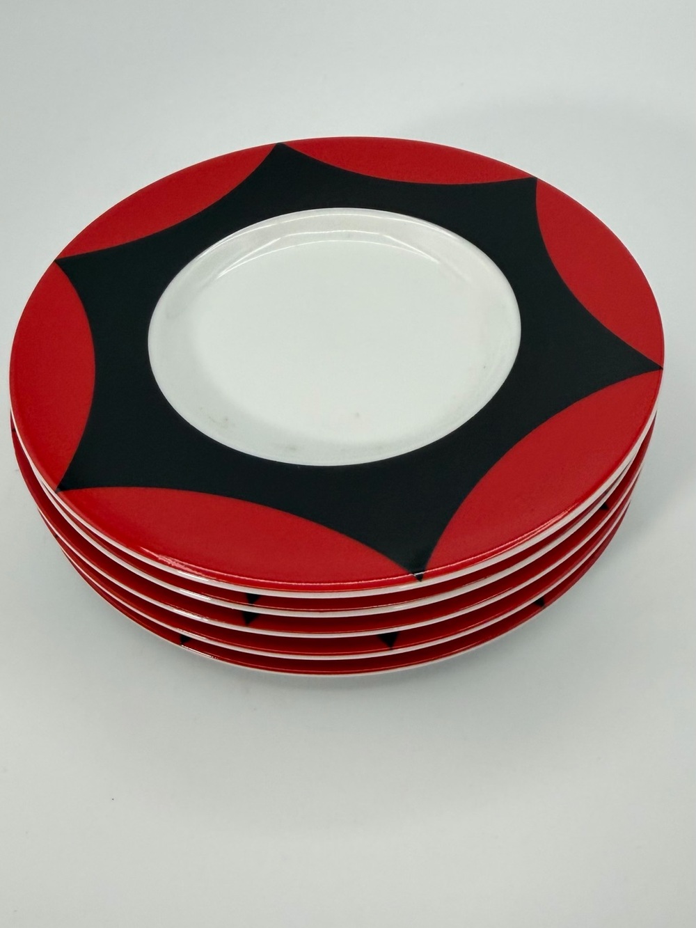 Block Spal Jewels Ruby Portugal Plates Set of 5 Red Black 6” & 6.25”